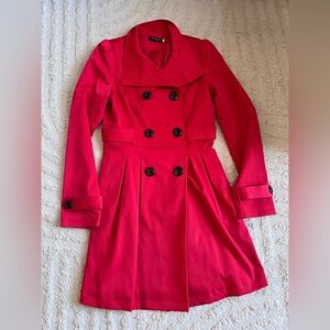 Stylish Red Double-Breasted Coat 2
